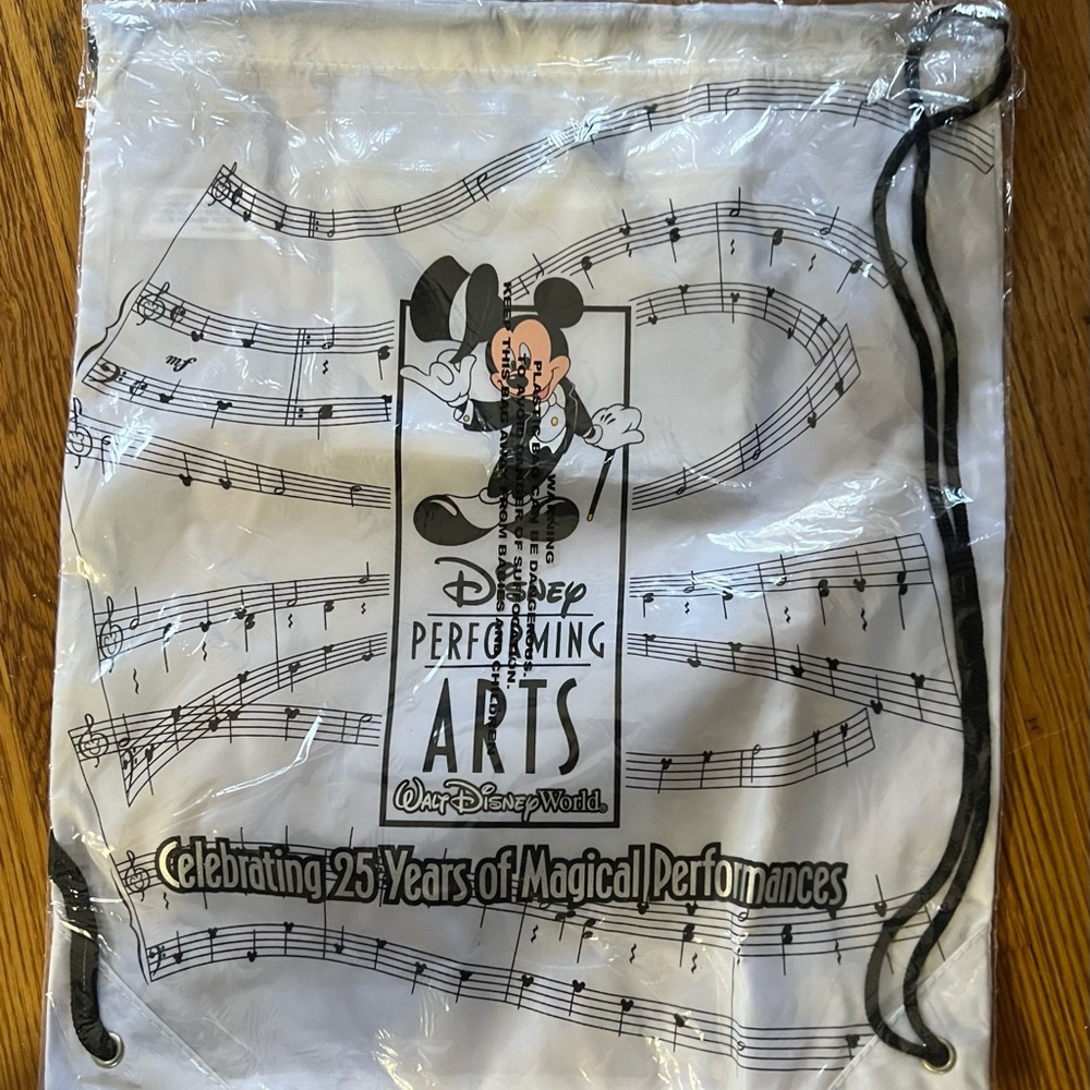 Mickey Disney World Bag Performing Arts Drawstring Backpack 25th Anniversary New